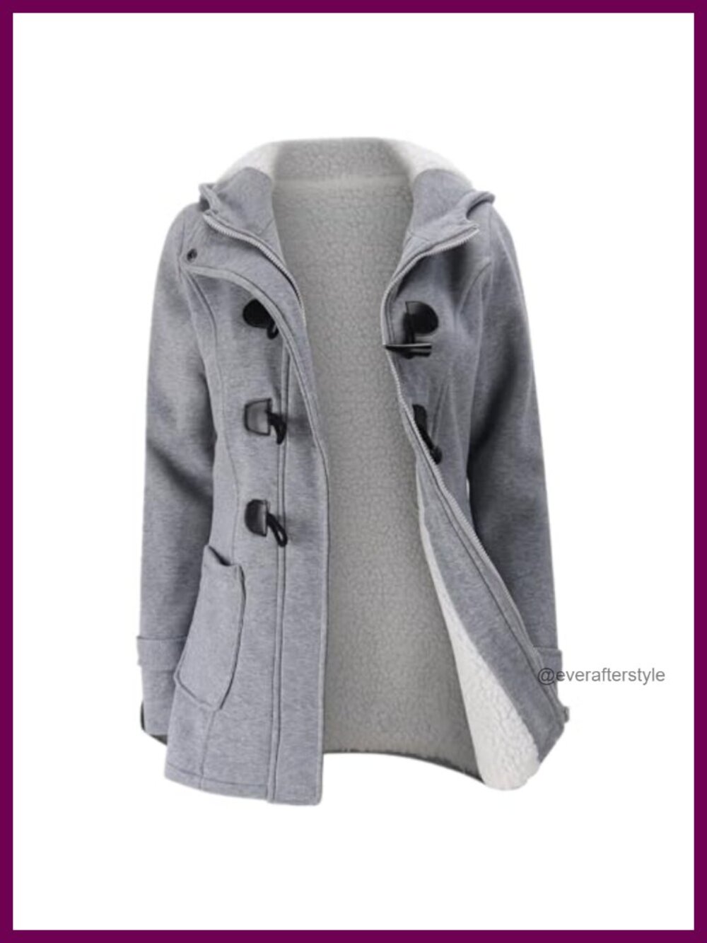 Fleece Thicken Winter Warm Hooded Coat Horn Button Jacket